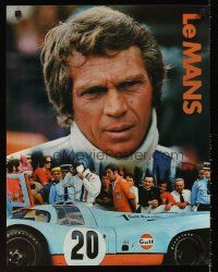 5t699 LE MANS special 17x22 '71 Gulf Oil, race car driver Steve McQueen, orange title design!