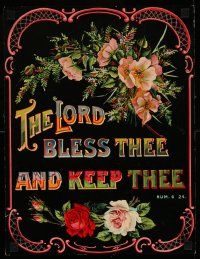 5t334 LORD BLESS THEE & KEEP THEE 12x16 special '40s biblical Numbers 6:24, art of flowers!
