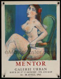 5t286 MENTOR 21x28 French museum/art exhibition '61 wonderful nude by the artist!