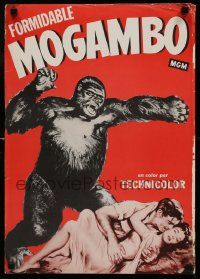 5t717 MOGAMBO Spanish/U.S. export 16x22 special '53 art of Clark Gable, Ava Gardner & giant African ape!