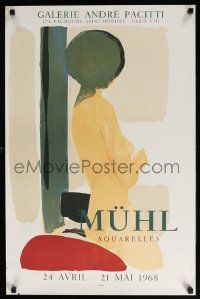 5t287 MUHL AQUARELLES 20x30 French museum/art exhibition '68 wonderful artwork by the artist!