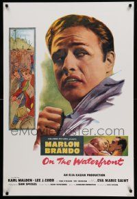 5t623 ON THE WATERFRONT 27x40 special '80s Marlon Brando, completely different art!