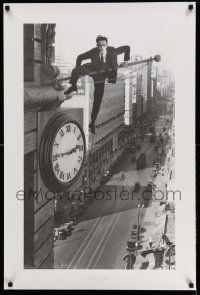 5t475 SAFETY LAST 24x36 art print '00s classic Harold Lloyd hanging from clock over street, 10/250