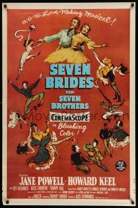 5t992 SEVEN BRIDES FOR SEVEN BROTHERS REPRO 27x41 special '70s Powell & Keel, classic MGM musical!