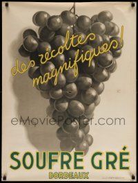 5t125 SOUFRE GRE BORDEAUX 24x32 French advertising poster '33 art of grapes by Leon Dupin!