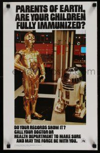 5t353 STAR WARS HEALTH DEPARTMENT POSTER 14x22 special '77 C3P0 & R2D2 check immunizations!