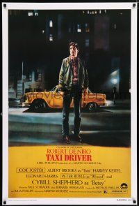 5t994 TAXI DRIVER REPRO 27x40 special '90s classic art of Robert De Niro by cab, Scorsese!