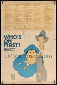5t359 WHO'S ON FIRST 30x45 special '72 Abbott & Costello, whole routine, artwork by Al Hirschfeld