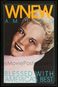 5t076 WNEW AM 1130 PEGGY LEE radio poster '80s portrait art, blessed with America's best!