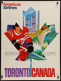 5t038 AMERICAN AIRLINES TORONTO CANADA 15x20 travel poster '70s Toronto skyline, hockey, fishing!