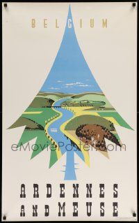 5t061 BELGIUM ARDENNES & MEUSE 24x39 Belgian travel poster '60s art of landscape/tree by Conrad!