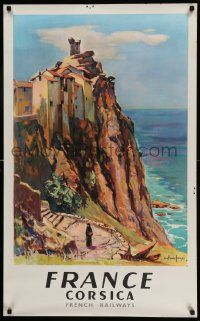 5t048 FRENCH NATIONAL RAILROADS 25x39 French travel poster '55 artwork of Corsica by Arthur Fages