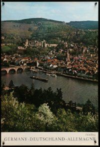 5t054 GERMANY 20x29 German travel poster '67 Heidelberg, ships on river!