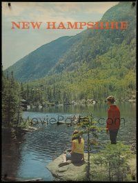 5t031 NEW HAMPSHIRE 30x40 travel poster '66 great image of couple by lake!