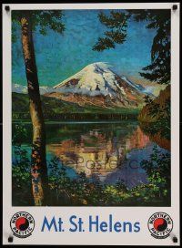 5t989 NORTHERN PACIFIC MT. ST. HELENS REPRO 21x29 travel poster '80s Krollmann art before eruption!