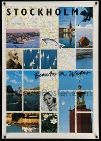 5t041 STOCKHOLM BEAUTY ON WATER 28x39 Swedish travel poster '80s many different cool images!