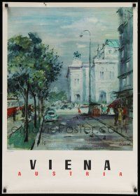 5t050 VIENNA 23x33 Austrian travel poster '60s image of a great street scene, Straatsoper!
