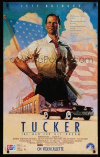 5t968 TUCKER: THE MAN & HIS DREAM 23x37 video poster '88 Francis Ford Coppola, art of Jeff Bridges!