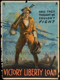 5t020 AND THEY THOUGHT WE COULDN'T FIGHT 31x41 WWI war poster '17 great art by Clyde Forsythe!