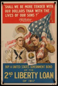 5t021 BUY A UNITED STATES GOVERNMENT BOND OF THE 2ND LIBERTY LOAN 20x30 WWI war poster '17 patriotic