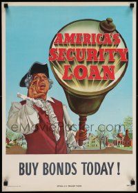5t002 BUY BONDS TODAY 19x26 special poster '48 man dressed in Colonial-era clothes ringing a bell!
