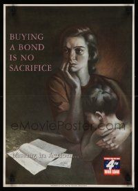 5t006 BUYING A BOND IS NO SACRIFICE 14x20 WWII war poster '43 Gonzalez art of devastated family!