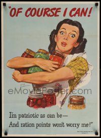 5t011 OF COURSE I CAN 2-sided 19x26 WWII war poster '44 Williams art of lady w/canned vegetables!