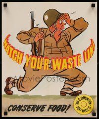 5t017 WATCH YOUR WASTE LINE 14x17 WWII war poster '43 cool artwork of overweight soldier!