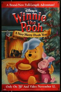 5t974 WINNIE THE POOH: A VERY MERRY POOH YEAR 26x40 video poster '02 wonderful Christmas image!