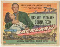 5w024 BACKLASH TC '56 Richard Widmark knew Donna Reed's lips but not her name!