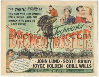 5w065 BRONCO BUSTER TC '52 directed by Budd Boetticher, cool artwork of rodeo cowboy on horse!