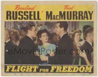 5w657 FLIGHT FOR FREEDOM LC '43 Rosalind Russell between Fred MacMurray & Herbert Marshall!