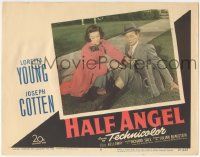 5w681 HALF ANGEL LC '51 Loretta Young helps fallen Joseph Cotten with his pants!