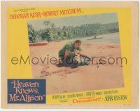 5w688 HEAVEN KNOWS MR. ALLISON LC #5 '57 Robert Mitchum in death struggle with Japanese soldier!