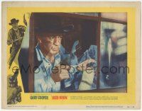 5w695 HIGH NOON LC #3 '52 best close up of Gary Cooper with gun looking through broken window!