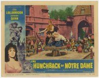 5w707 HUNCHBACK OF NOTRE DAME LC #4 '57 Anthony Quinn as Quasimodo being whipped in town square!