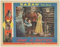 5w729 JAWS OF JUSTICE LC '33 Kazan the German Shepherd dog & Mountie Jack Perrin watch young man!