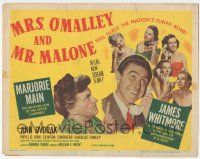 5w316 MRS. O'MALLEY & MR. MALONE TC '51 Marjorie Main & Whitmore tickle the nation's funny bone!