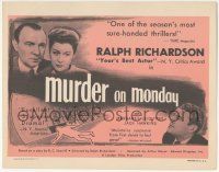 5w319 MURDER ON MONDAY TC '52 Ralph Richardson's Home at Seven, Margaret Leighton, Jack Hawkins