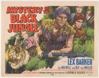 5w322 MYSTERY OF THE BLACK JUNGLE TC '55 Lex Barker in India, jane Maxwell, w/ cool tiger tc!