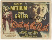 5w344 OUT OF THE PAST TC '47 great art of smoking Robert Mitchum & sexy Jane Greer, ultra rare!