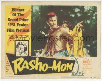 5w834 RASHOMON LC #4 '52 Akira Kurosawa Japanese classic, great c/u of Toshiro Mifune & Kyo!