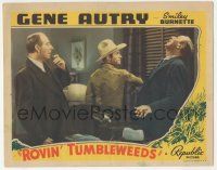 5w855 ROVIN' TUMBLEWEEDS LC '39 shocked man watches Gene Autry punch Douglass Dumbrille in office!