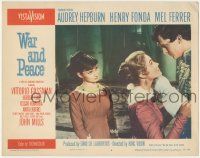 5w973 WAR & PEACE LC #6 '56 Audrey Hepburn looks pensively at lovers about to kiss, Leo Tolstoy!