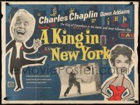 5y261 KING IN NEW YORK British quad '57 Charlie Chaplin, Dawn Addams, Michael Chaplin