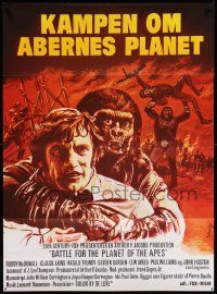 5y647 BATTLE FOR THE PLANET OF THE APES Danish '74 Wenzel art of war between apes & humans!