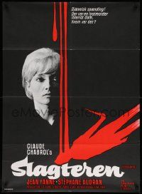 5y654 BUTCHER Danish '70 Claude Chabrol's Le Boucher, completely different art by Stevenov!