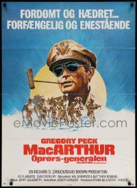 5y689 MacARTHUR Danish '78 daring, brilliant, stubborn World War II Rebel General Gregory Peck!