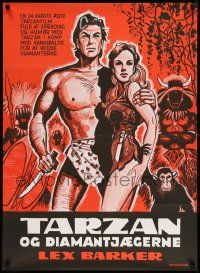 5y724 TARZAN'S SAVAGE FURY Danish '52 art of Lex Barker & Dorothy Hart, Edgar Rice Burroughs