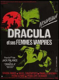 5y484 DRACULA French 23x31 '73 close-up Boumendil art of vampire Jack Palance!